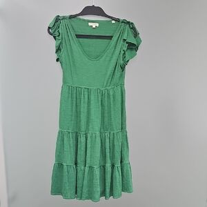 Max Studio Green Ruffle Sleeve Midi Dress